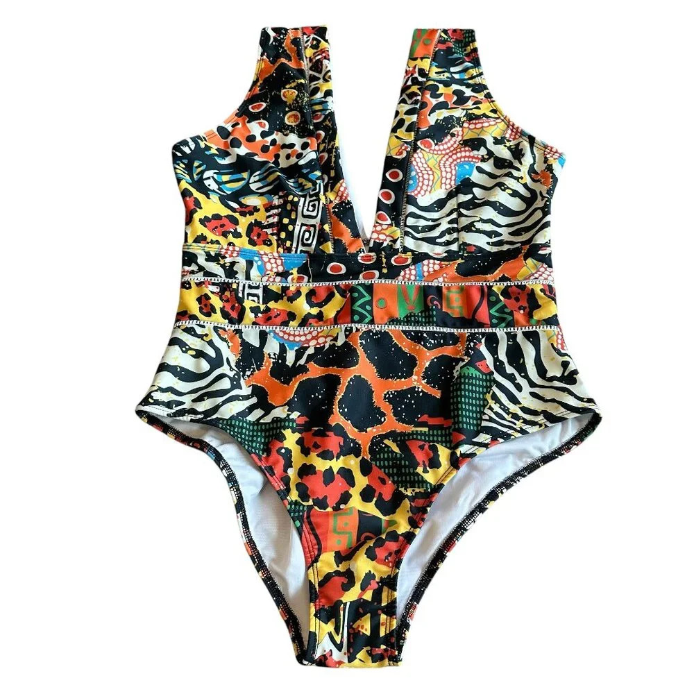 Averie Harlow Deep Plunge One-Piece Bathing Suit Swimsuit Swimwear Size XL NWOT
